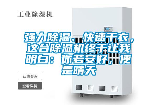 強力除濕、快速干衣，這臺除濕機終于讓我明白：你若安好，便是晴天